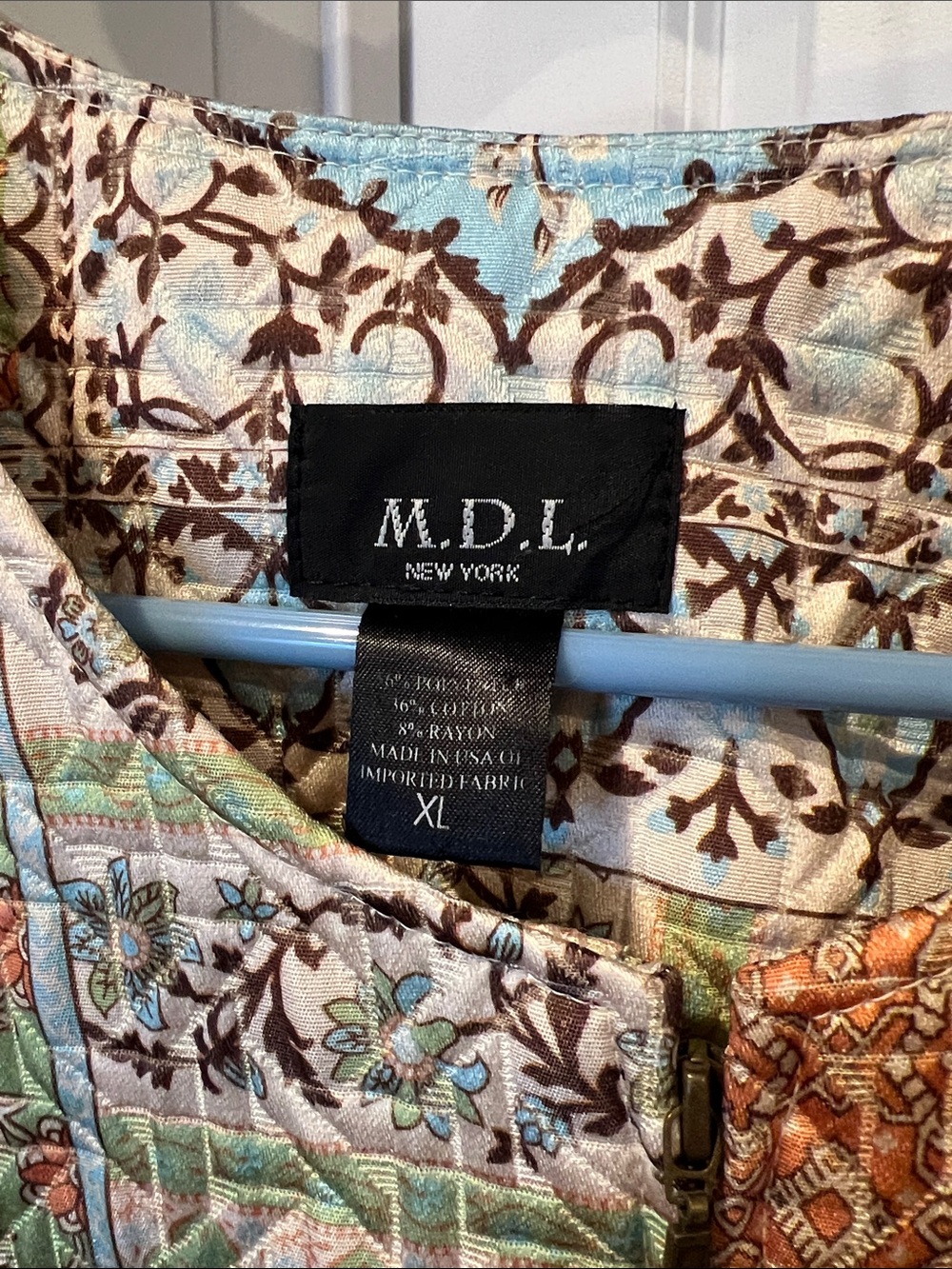 Quilted Patchwork Bomber Jacket in Multi Pastel — - Picture 2 of 10